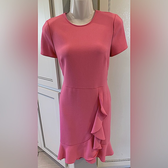 Shoshanna Airi Pink Cascading Ruffle Designer Dress Career Spring Easter 4 S 🌸 - Picture 6 of 6